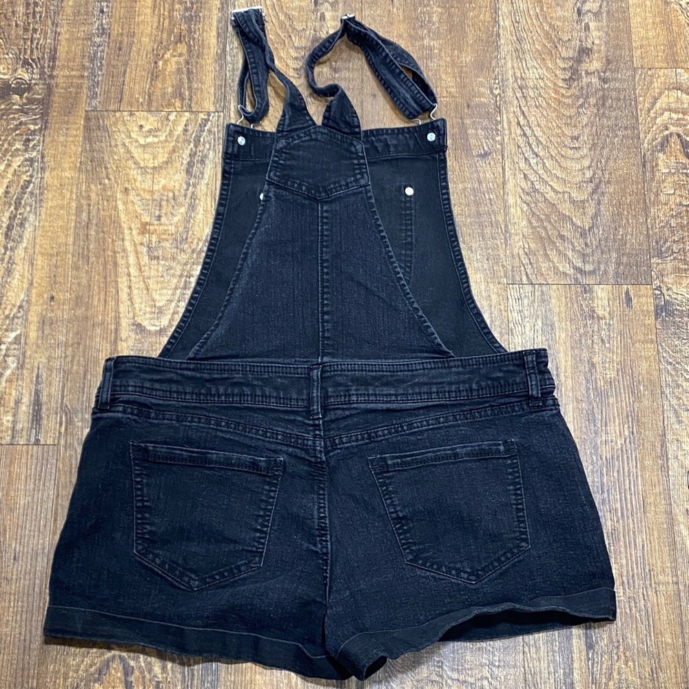 NOBO size large Black Denim Short Overalls stretch casual trendy comfy summer - Picture 6 of 9